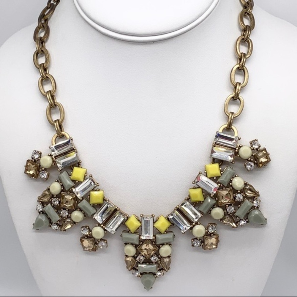 J. Crew Gray & Yellow Clusters Necklace